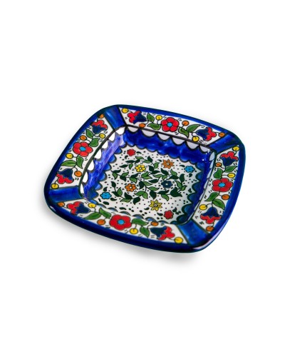 Cendrier carré en céramique artisanale de Palestine (Hébron) – 15x15cm