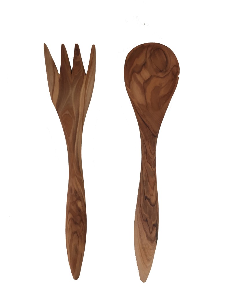 Couverts à salade en bois d'olivier