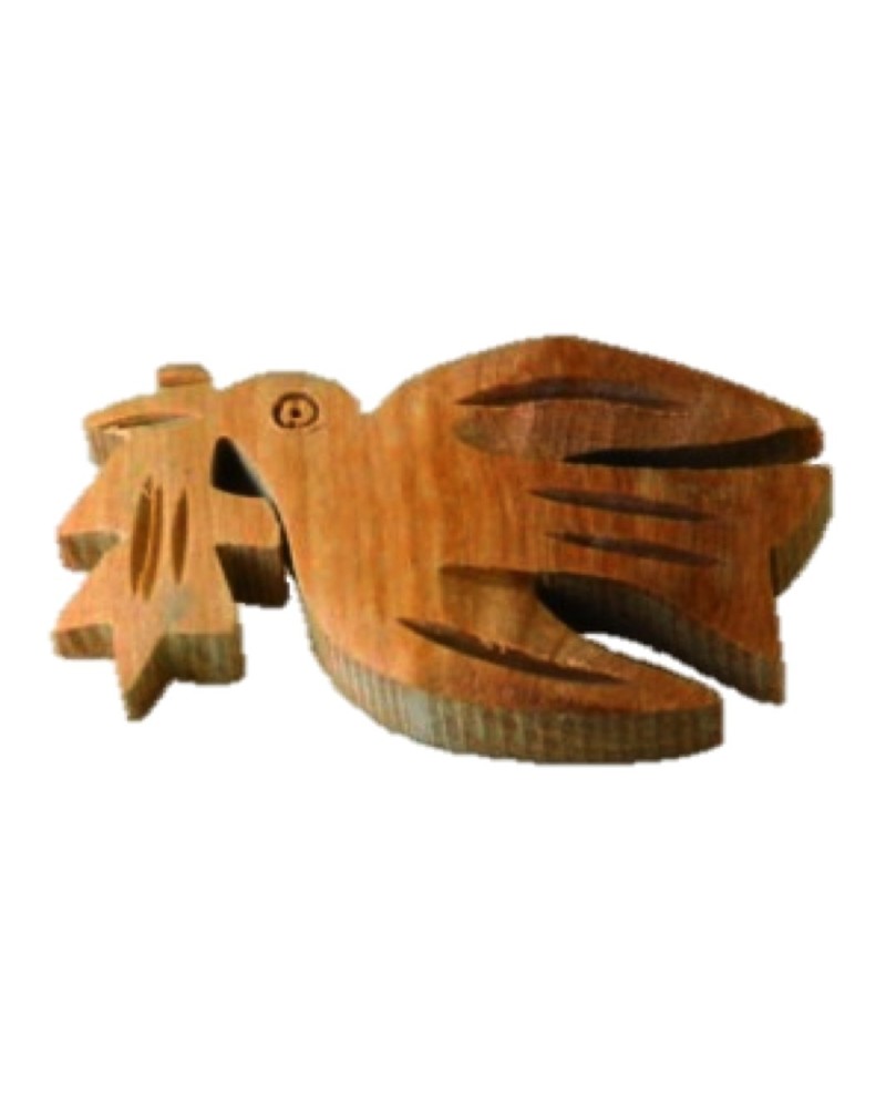 Broche colombe sculptée en bois d’olivier