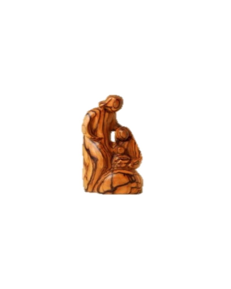 Sainte famille sculptée en bois d’olivier