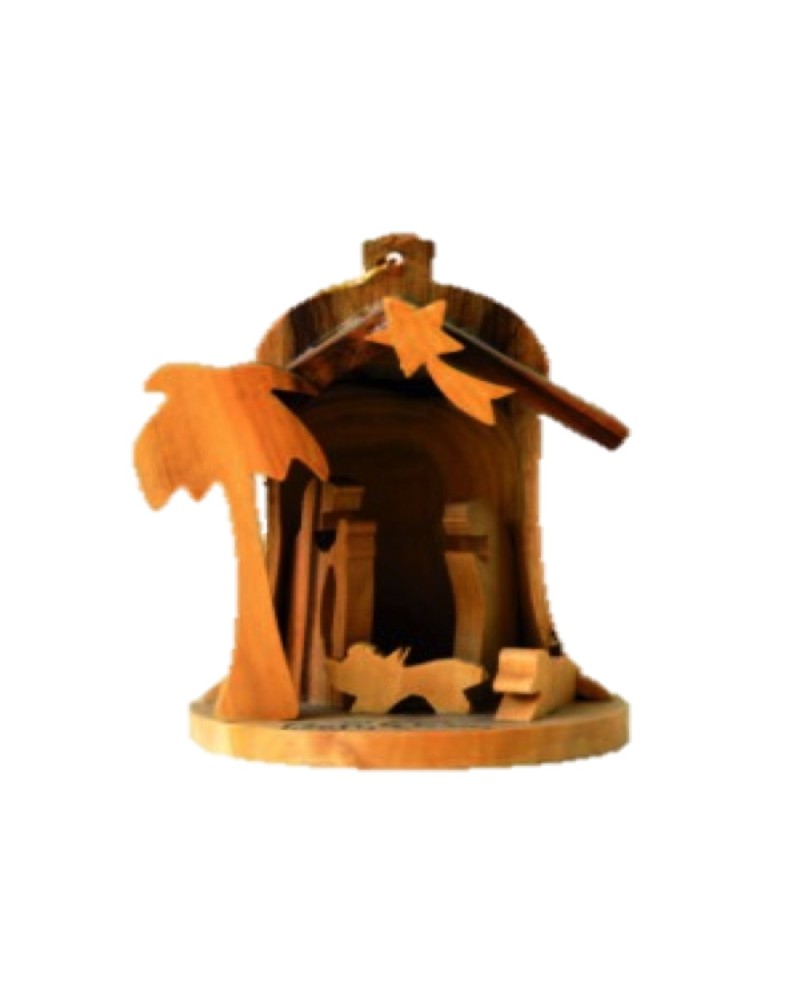 Crèche cloche sculptée en bois d’olivier