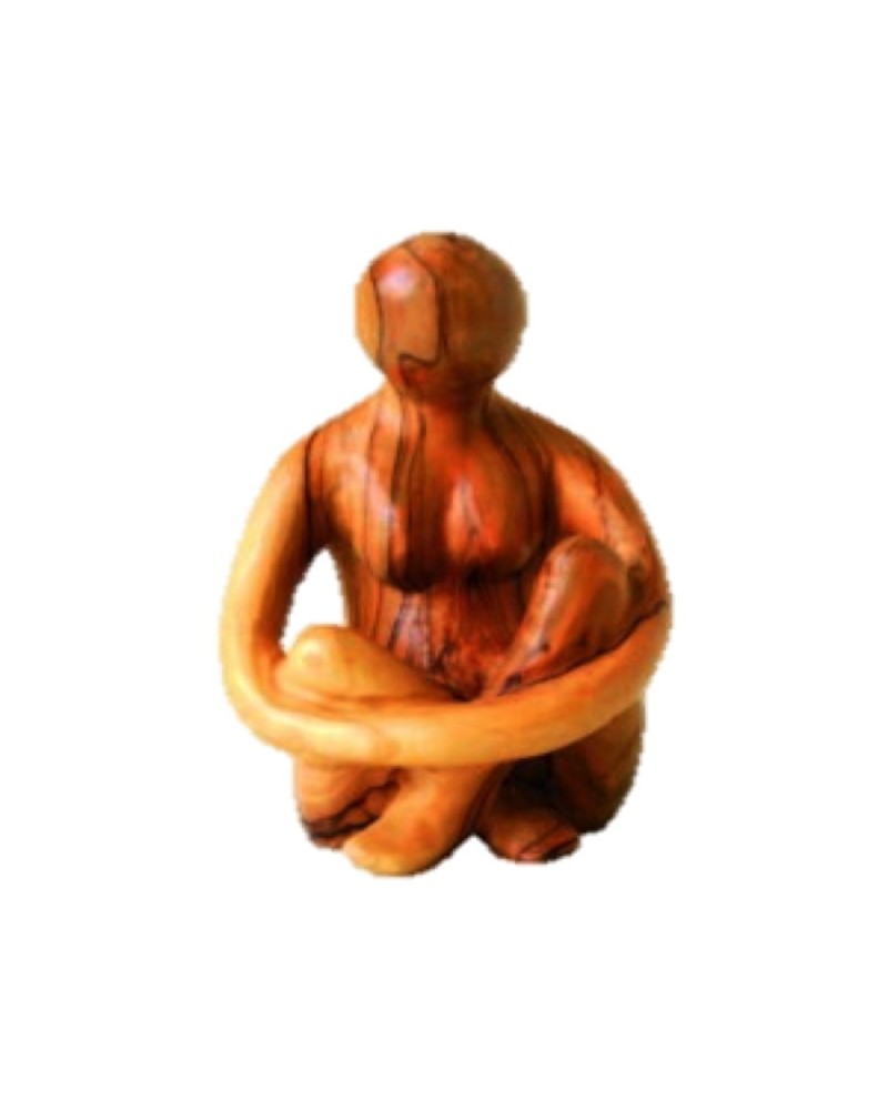 Femme assise sculptée en bois d’olivier