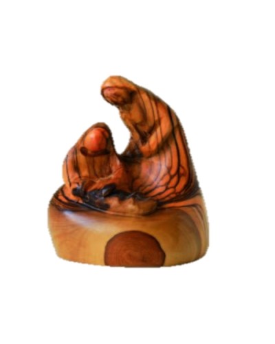 Sainte famille sculptée en bois d’olivier