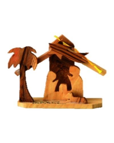 Crèche maison PF sculpté en bois d’olivier