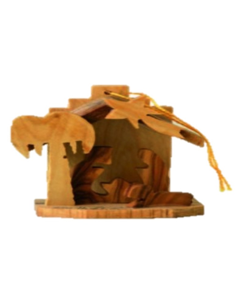 Crèche maison PF sculpté en bois d’olivier